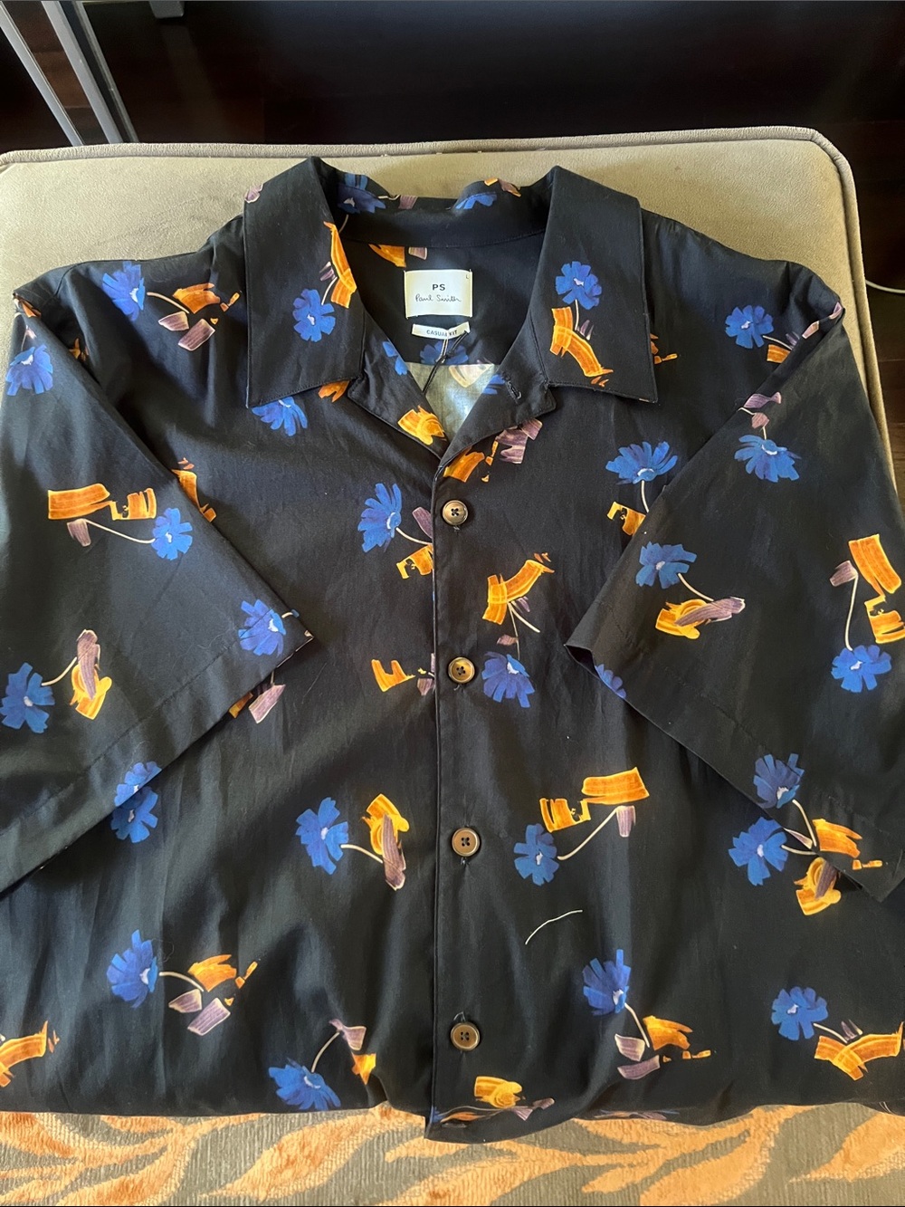 PS Paul Smith Navy/Black Floral Button-Up Shirt